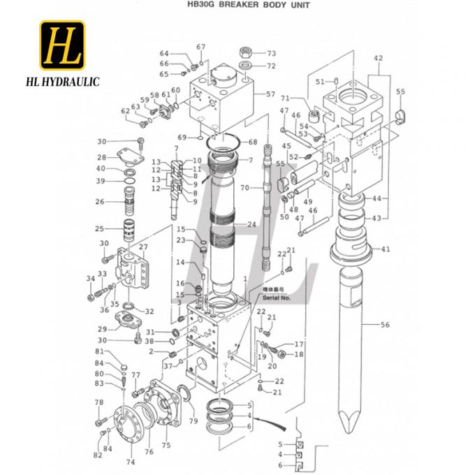 Hydraulic Rock Breaker Front Head Assembly Front Cover Furukawa HB30G